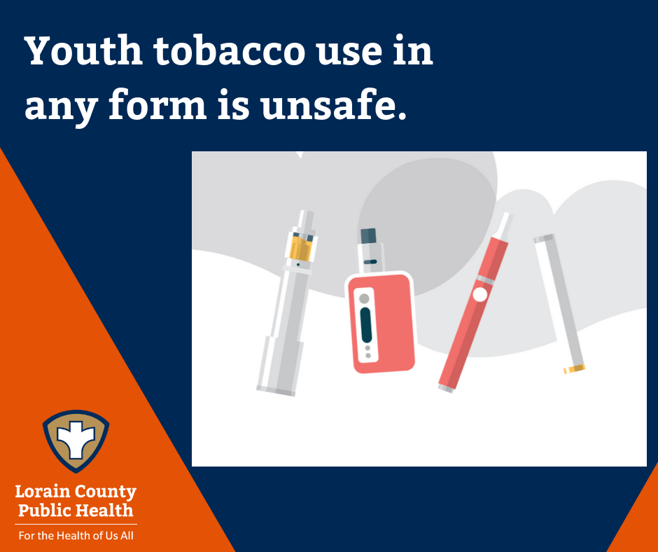 Youth tobacco use in any form is unsafe. Image of different types of tobacco