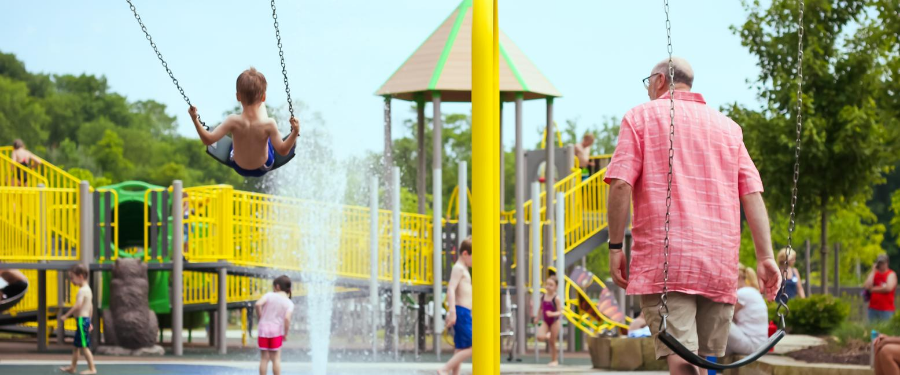 Children and guardians at a local playground