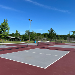 gray courts on a red playing field
