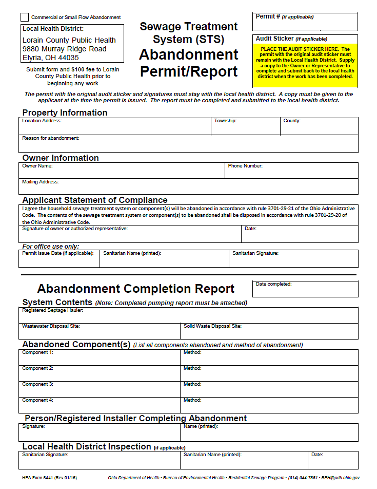 Abandonment Permit Form