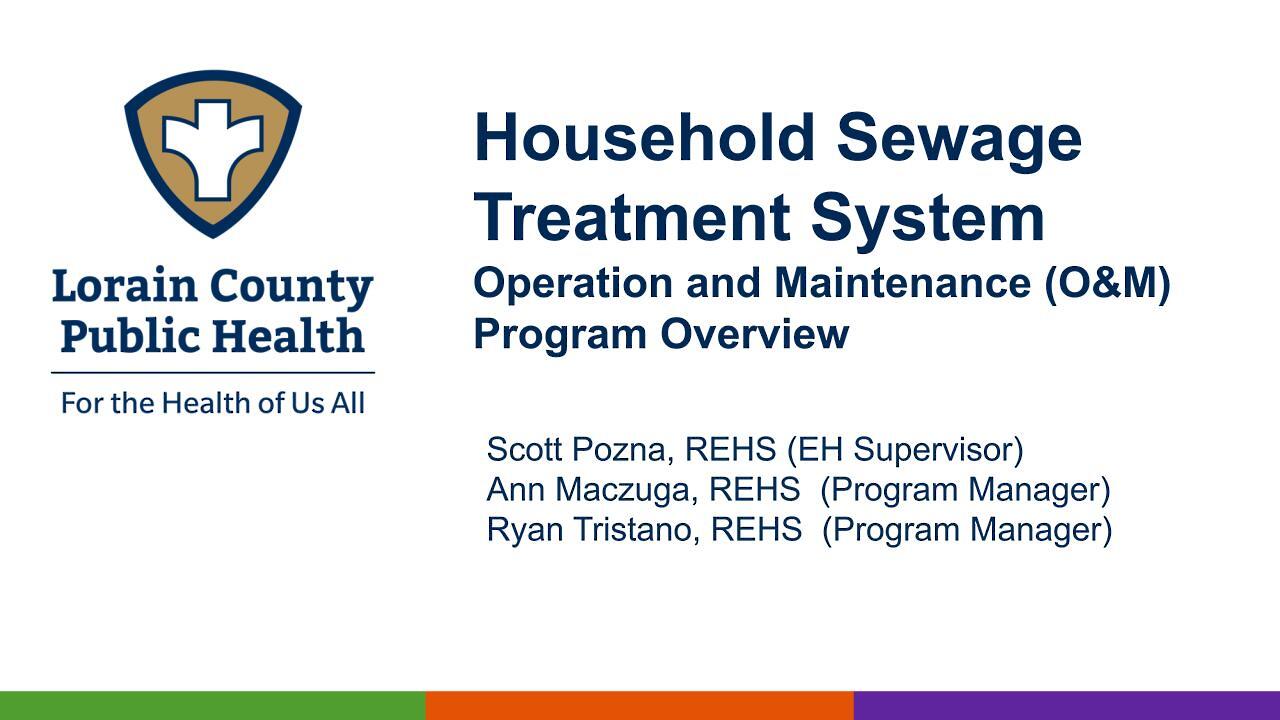 slideshow title of program overview of Operation and Maintenance of Household Sewage Treatment Systems