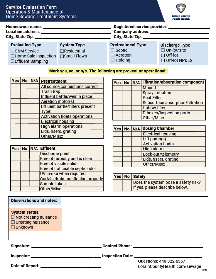 Form: Service Evaluation