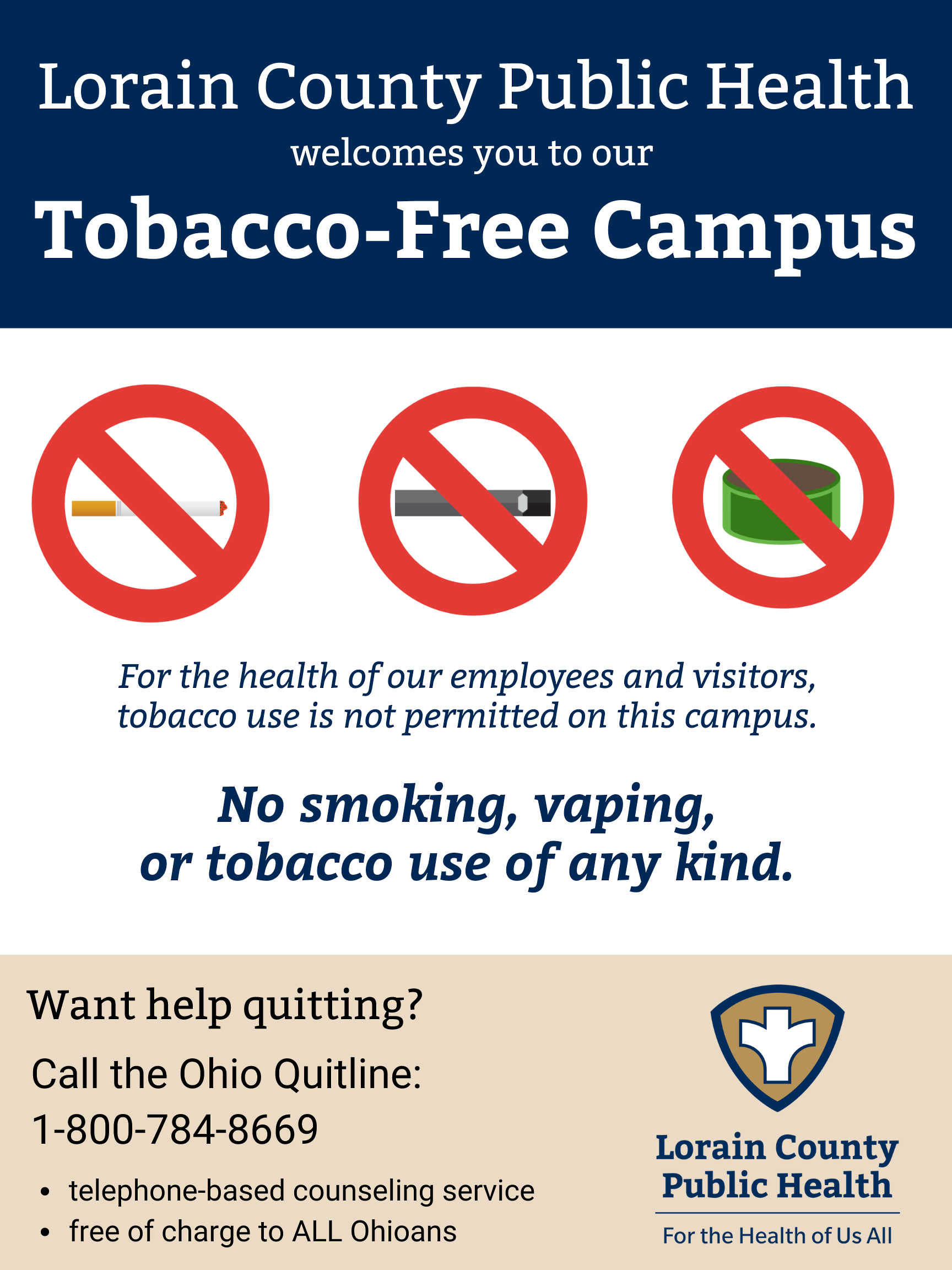 Lorain County Public Health tobacco-free poster 